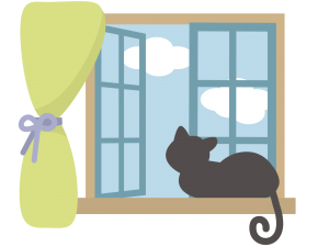 出窓に座る猫